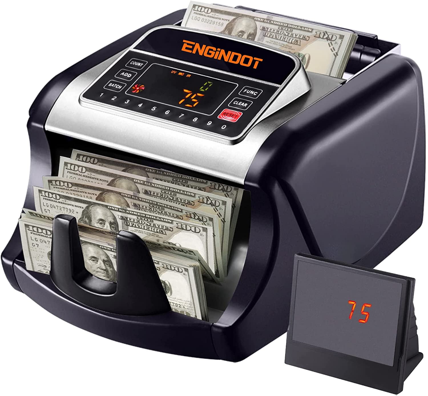 ENGiNDOT Money Counter Machine, UV/MG/IR Cash Counterfeit Detection, Dollar, Euro Bill Counter with Accessories