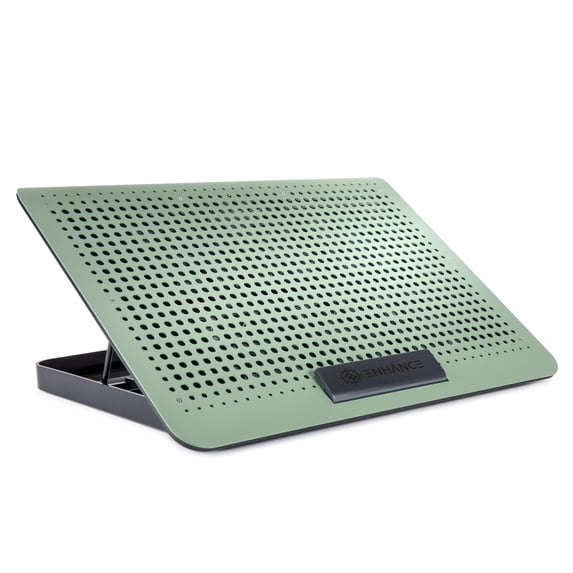 ENHANCE 6-Fan Aluminum Laptop Cooling Pad, Adjustable Cooler Stand with USB Pass-Through Port (Sage)
