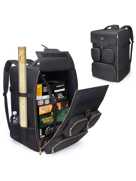 Board Game Backpack - Reinforced Board Game Storage with Padded Shoulder Straps , Carrying Handle and Accessory Pockets for Dice , Card Games and More - Fits Board Games of all Sizes