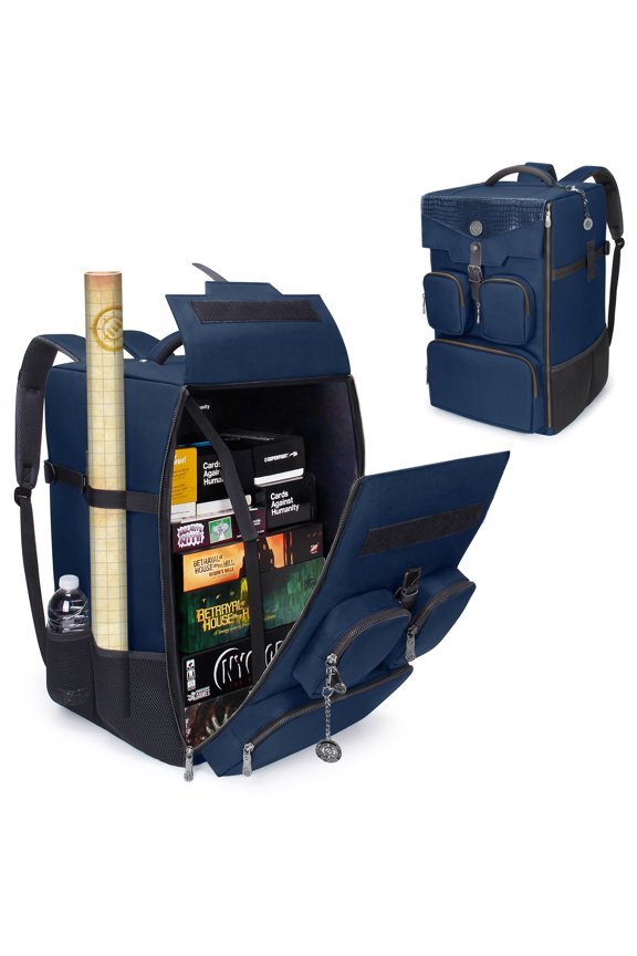 Collector's Edition Board Game Backpack - Shoulder Straps, Room for Dice (Dragon Blue)