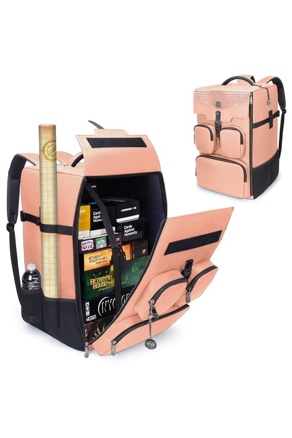 Collector's Edition Board Game Backpack - Shoulder Straps, Room for Dice (Dragon Pink)