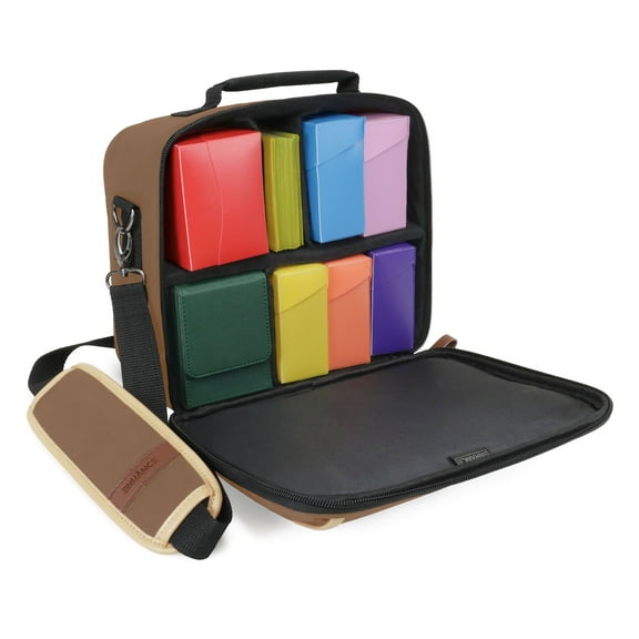 ENHANCE Designer Edition Compact MTG Bag Compatible with Magic the Gathering, Pokemon (Tan)