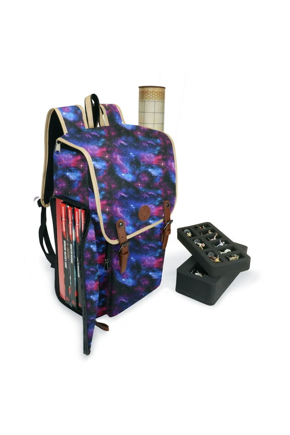 Designer Edition DnD Backpack - Stylish RPG Travel Bag fits 4 Books and Binder (Galaxy)
