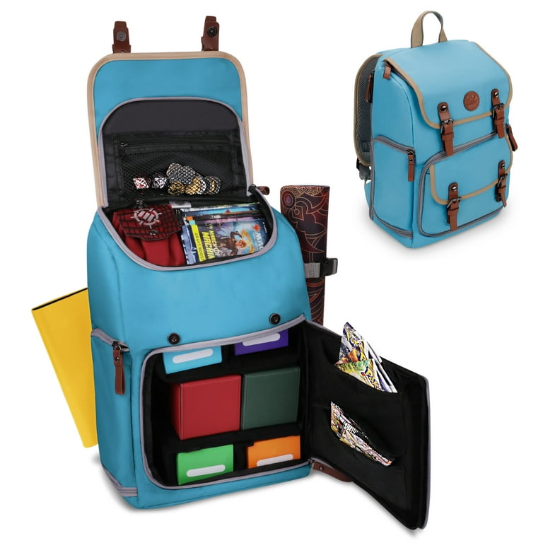 ENHANCE Designer Edition Trading Card Backpack - MTG Backpack Deck Bag with  Card Binder Space, TCG Deck Box Storage, Playmat Holder - Compatible with  Magic the Gathering, Pokemon (Canvas Look - Blue) 