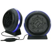 ENHANCE Gaming LED Computer Speakers with Subwoofer , Powerful 5W Drivers and In-Line Volume Control - Blue Lights , USB 2.0 Powered , 3.5mm Connection for PC , Desktop , Laptop , Notebook
