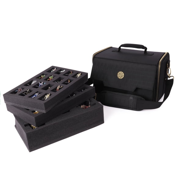 ENHANCE Miniature Figure Satchel Storage Case - Storage for 32 Minis & Customizable Foam Tray