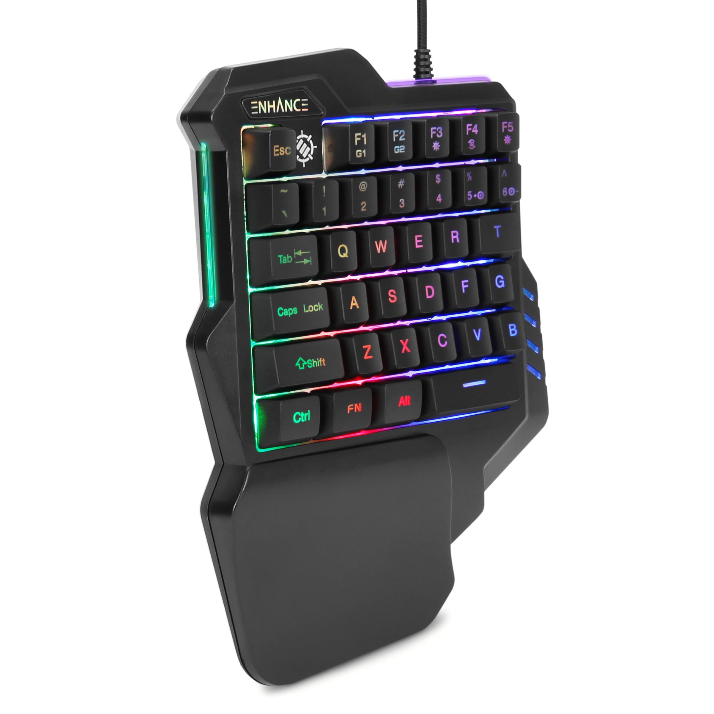  One Handed Gaming Keyboard RGB Backlit, 35 Keys Portable Mini  Gaming Keypad Ergonomic Professional Keyboard, Single Hand Mechanical Gaming  Keyboard with Wrist Rest Support for LOL/PUBG/MOBA/MMO/FPS : Video Games