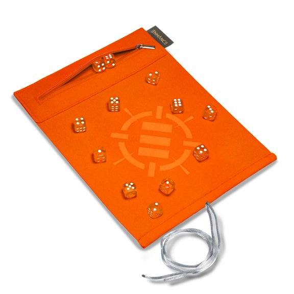 ENHANCE Roll on a Scroll with 12pc 6 Sided Dice - Premium Soft Dice Case and Standard Dice (Orange)