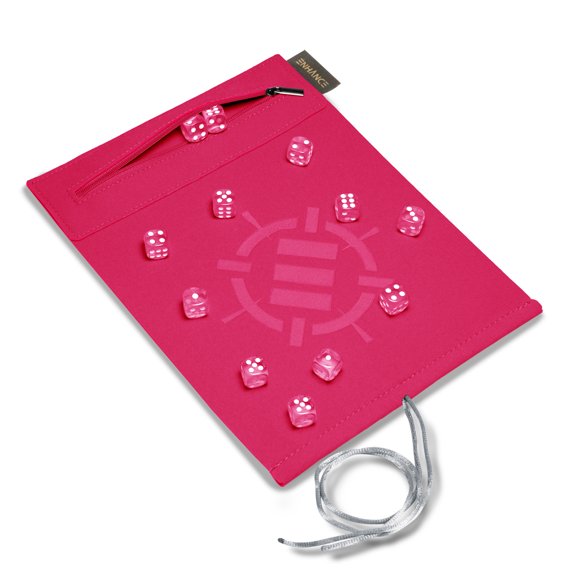 ENHANCE Roll on a Scroll with 12pc 6 Sided Dice - Premium Soft Dice Case and Standard Dice (Pink)