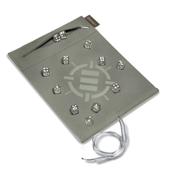 ENHANCE Roll on a Scroll with 12pc 6 Sided Dice - Premium Soft Dice Case and Standard Dice (Silver)