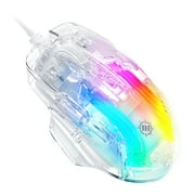 ENHANCE Theorem 3 White Gaming Mouse - Wired Mouse with 7 Programmable Buttons, 13 Color Modes