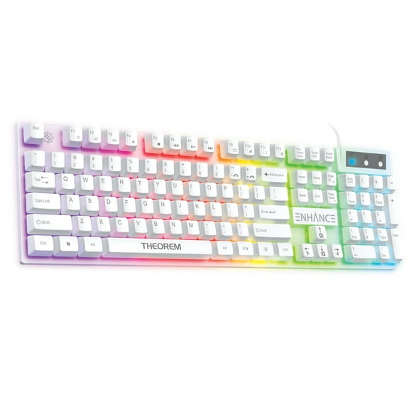 ENHANCE Theorem 3 White Keyboard - Gaming Keyboard with a White Design, Mechanical Feeling Keyboard