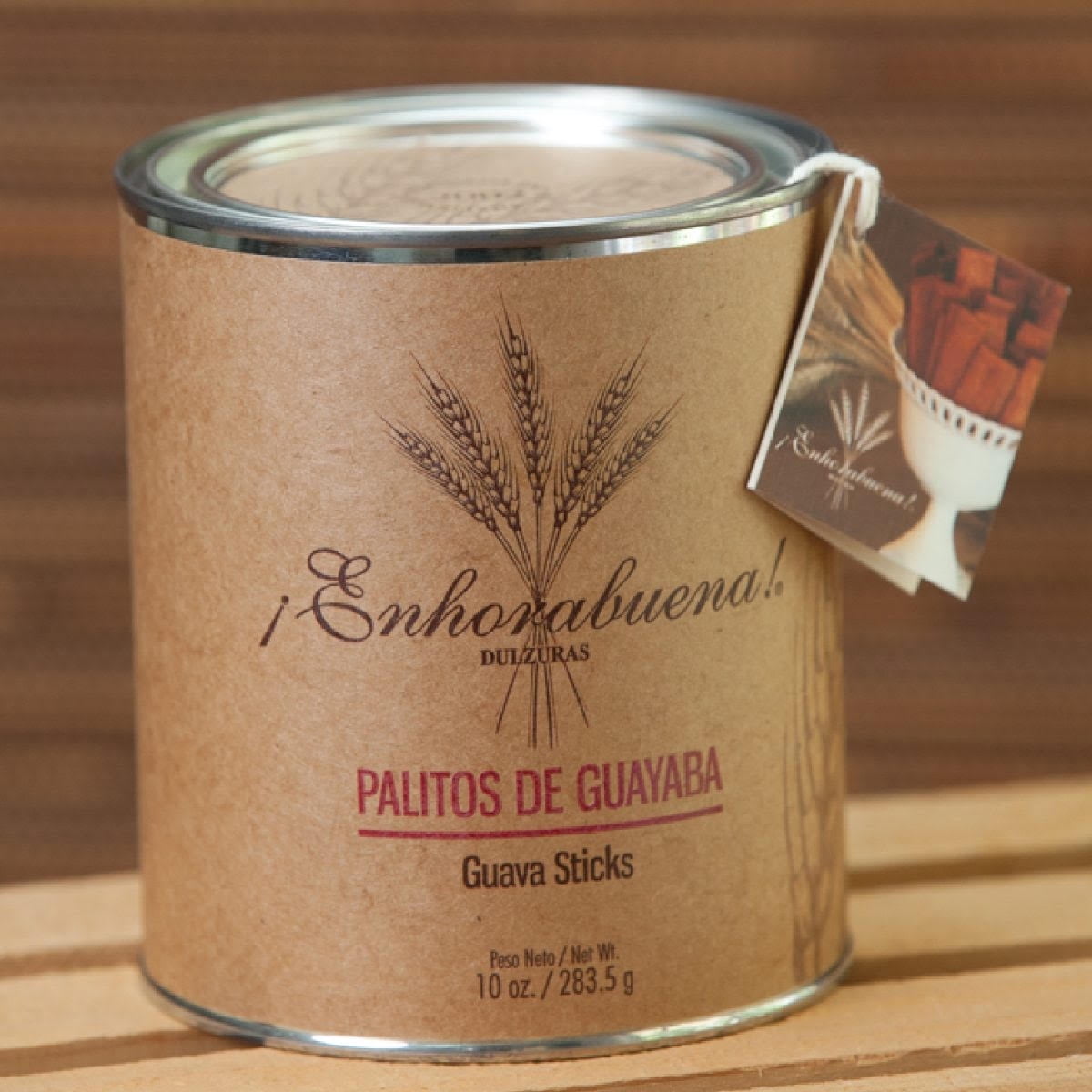 ENHORABUENA - Artisanal Guava Stick Cookies - Made with Real Guava by Enhorabuena Dulzura in Puerto Rico - 10 oz Tin Can