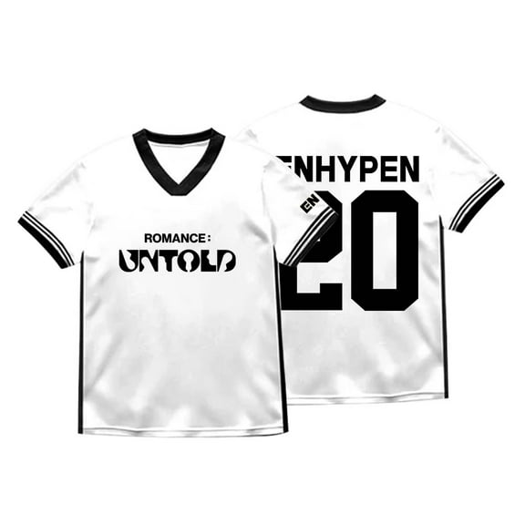 ENHYPEN 20 Jersey Romance Untold Merch V-neck T-Shirts Summer Unisex Fashion Short Sleeve Tee