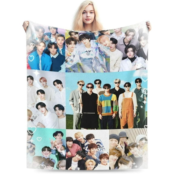 ENHYPEN Blanket Soft and Comfortable Warm Fleece Throw Blankets Carpet Rug Decoration Gift for Decor Room Dormitory Picnic Yoga Sofa Camping Travel All Season