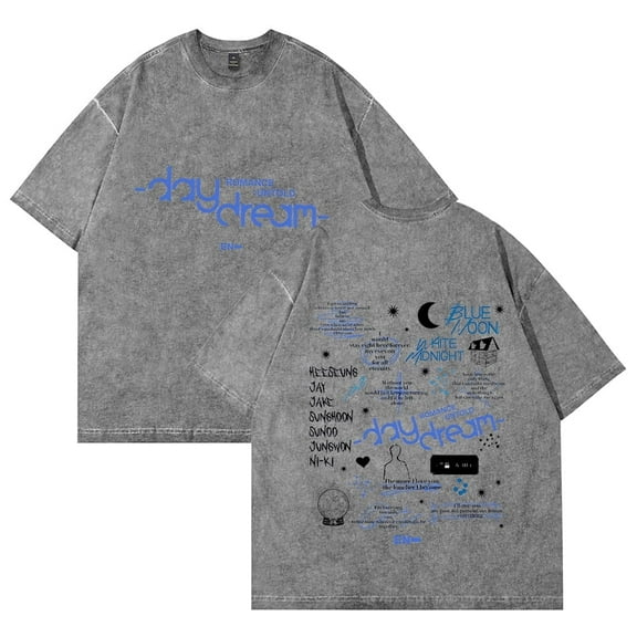 ENHYPEN Cotton retro washed T-shirt cosplay men's and women's fashionable short sleeved T-shirt street wear