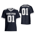 thumbnail image 1 of ENHYPEN En Black Navy Number Kpop Football Jersey – Unisex Concert Outfit Kpop Merch for Fans, Walk the Line Tour 2025 Gift, 1 of 9