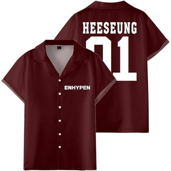 ENHYPEN HEESEUNG 01 Merch Shirt Women Men Camp Collar Short Sleeve V-Neck Fashion Shirts
