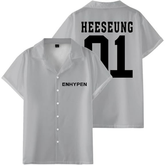 ENHYPEN HEESEUNG 01 Merch Shirt Women Men Camp Collar Short Sleeve V-Neck Fashion Shirts