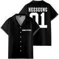 thumbnail image 1 of ENHYPEN HEESEUNG 01 Merch Shirt Women Men Camp Collar Short Sleeve V-Neck Fashion Shirts, 1 of 2
