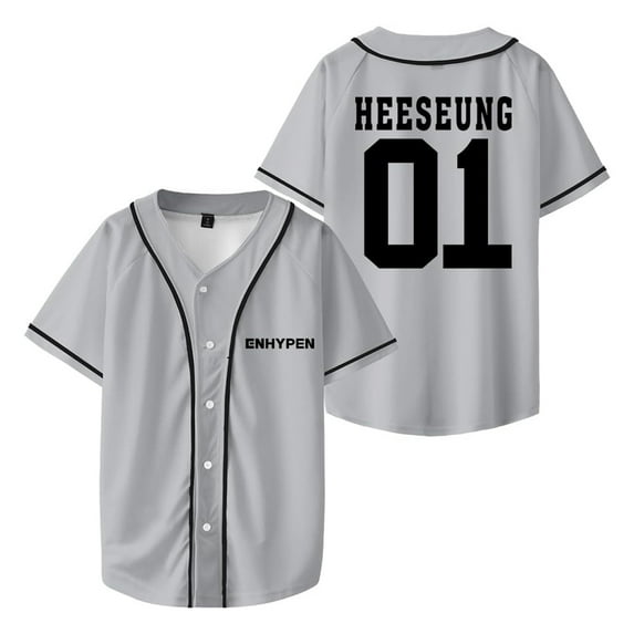ENHYPEN HEESEUNG Merch V-Neck Shirts Baseball Jersey Shirt Women Men Fashion Casual Short Sleeve