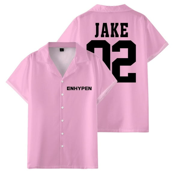 ENHYPEN JAKE 02 Merch Shirt Women Men Camp Collar Short Sleeve V-Neck Fashion Shirts