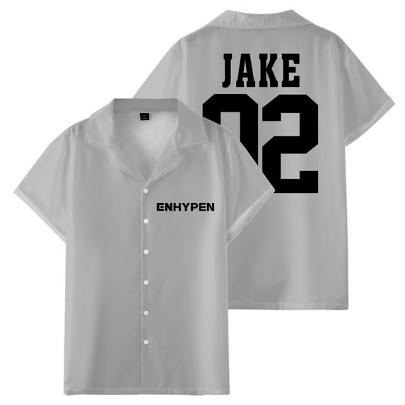 ENHYPEN JAKE 02 Merch Shirt Women Men Camp Collar Short Sleeve V-Neck Fashion Shirts
