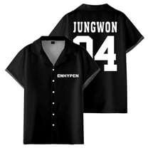 ENHYPEN JUNGWON 04 Merch Shirt Women Men Camp Collar Short Sleeve V-Neck Fashion Shirts