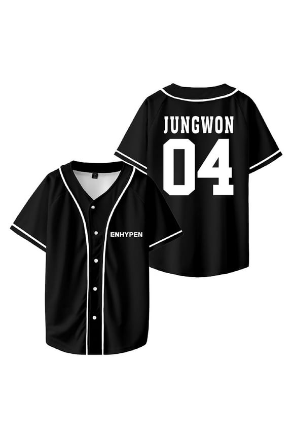 ENHYPEN JUNGWON Merch V-Neck Shirts Baseball Jersey Shirt Women Men Fashion Casual Short Sleeve