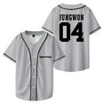 thumbnail image 1 of ENHYPEN JUNGWON Merch V-Neck Shirts Baseball Jersey Shirt Women Men Fashion Casual Short Sleeve, 1 of 3