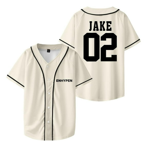 ENHYPEN Jake Merch V-Neck Shirts Baseball Jersey Shirt Women Men Fashion Casual Short Sleeve