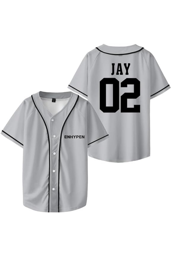 ENHYPEN Jay Merch V-Neck Shirts Baseball Jersey Shirt Women Men Fashion Casual Short Sleeve