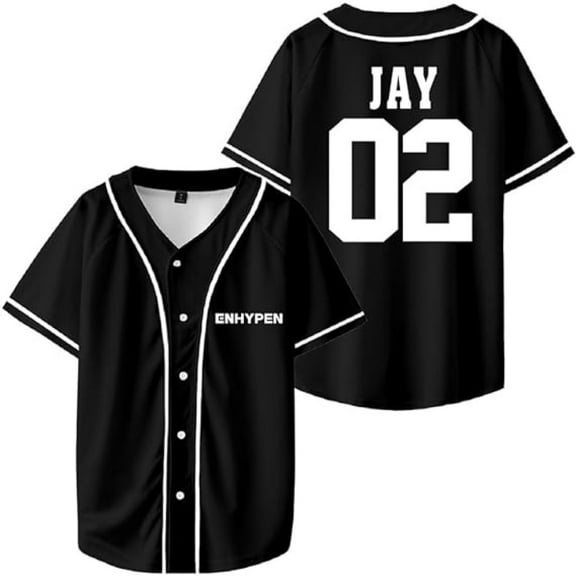 ENHYPEN Jay Merch V-Neck Shirts Baseball Jersey Shirt Women Men Fashion Casual Short Sleeve