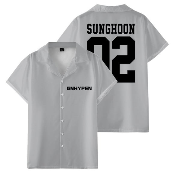 ENHYPEN SUNGHOON 02 Merch Shirt Women Men Camp Collar Short Sleeve V-Neck Fashion Shirts