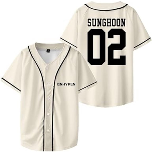 ENHYPEN SUNGHOON Merch V-Neck Shirts Baseball Jersey Shirt Women Men Fashion Casual Short Sleeve