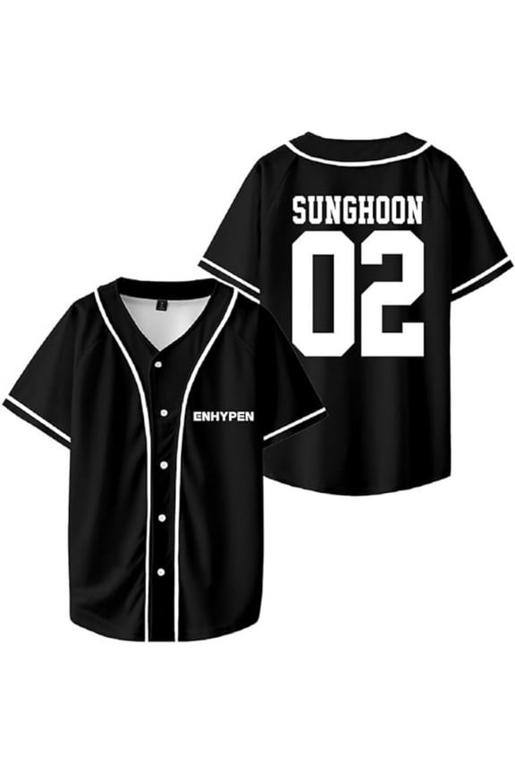 ENHYPEN SUNGHOON Merch V-Neck Shirts Baseball Jersey Shirt Women Men Fashion Casual Short Sleeve