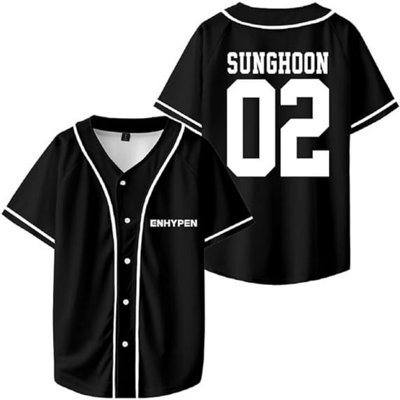 ENHYPEN SUNGHOON Merch V-Neck Shirts Baseball Jersey Shirt Women Men Fashion Casual Short Sleeve