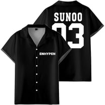 ENHYPEN SUNOO 03 Merch Shirt Women Men Camp Collar Short Sleeve V-Neck Fashion Shirts