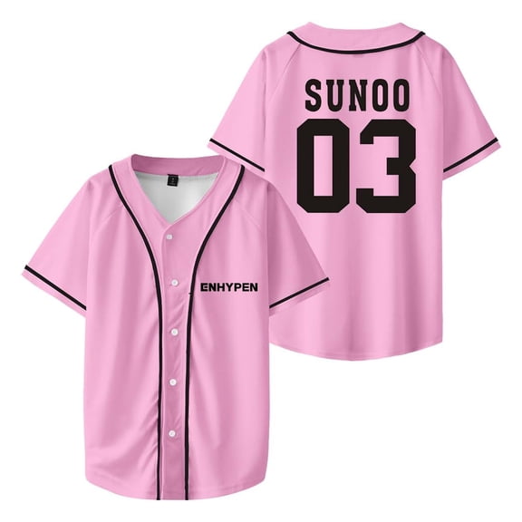 ENHYPEN SUNOO Merch V-Neck Shirts Baseball Jersey Shirt Women Men Fashion Casual Short Sleeve