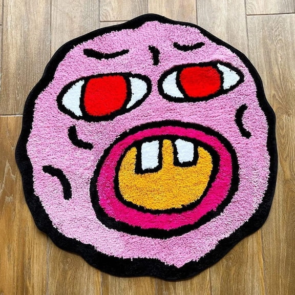 ENIGMA RUGS AND CARPETS Vibrant Cherry Wool Rug – Hand-Tufted Round Red Area Carpet – Playful Bold Design for Living Room, Bedroom, Home Deco-6x6