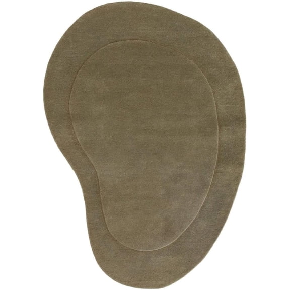ENIGMA RUGS AND CARPETS Hand Tufted Light Green Kidney Shaped Wool Area Rug 9 x 12 Ft Soft Plush Modern Organic Indoor Carpet for Living Room Bedroom Nursery Home Décor
