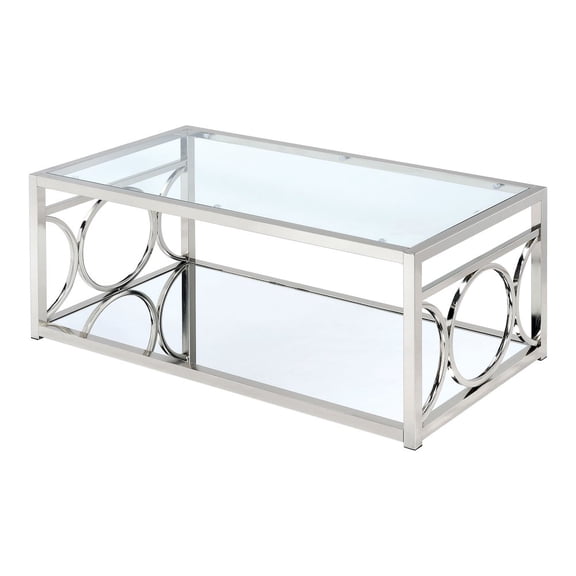 ENITIAL STAR Beller Contemporary Metal 1-Shelf Coffee Table in Chrome