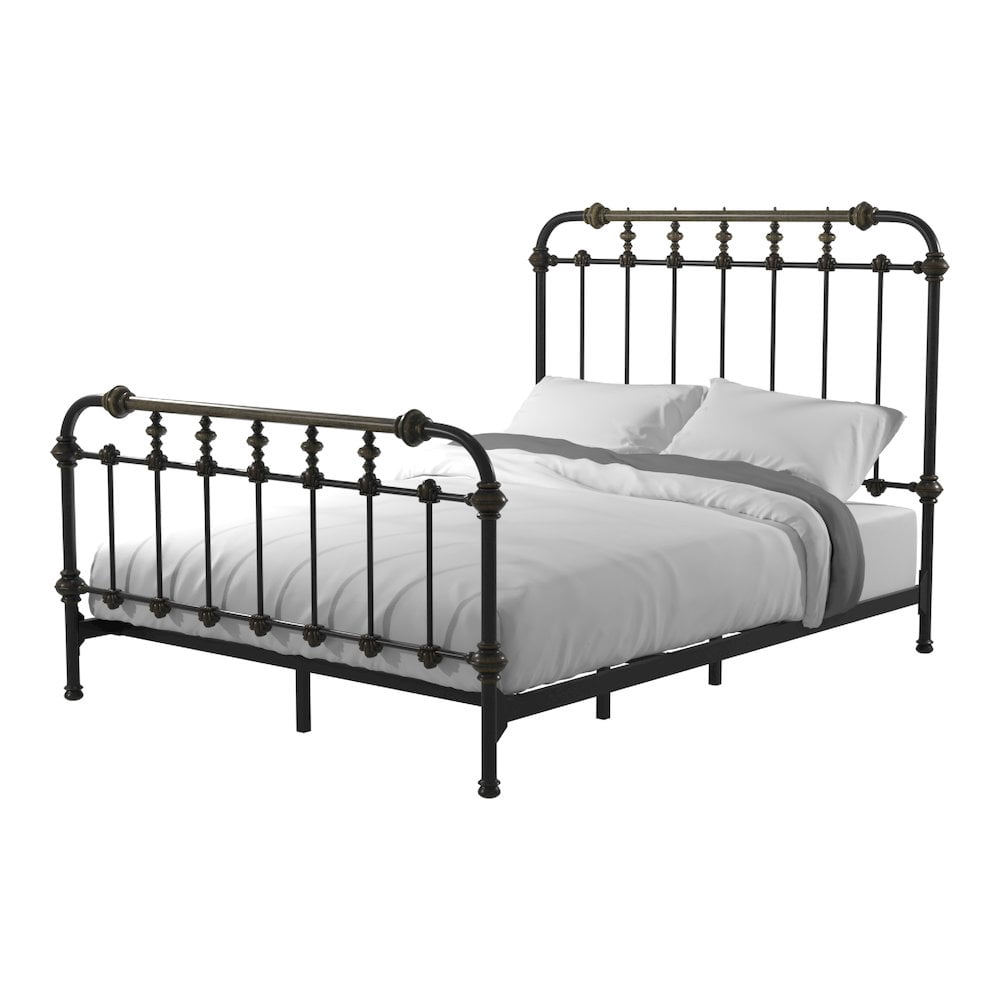 ENITIAL STAR Cecil Transitional Metal Queen Spindle Bed in Antique Black