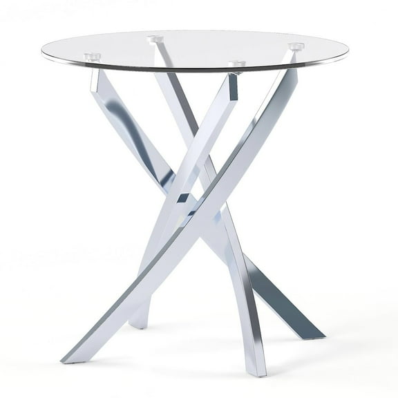ENITIAL STAR Cheatham Contemporary Glass Top End Table in Chrome