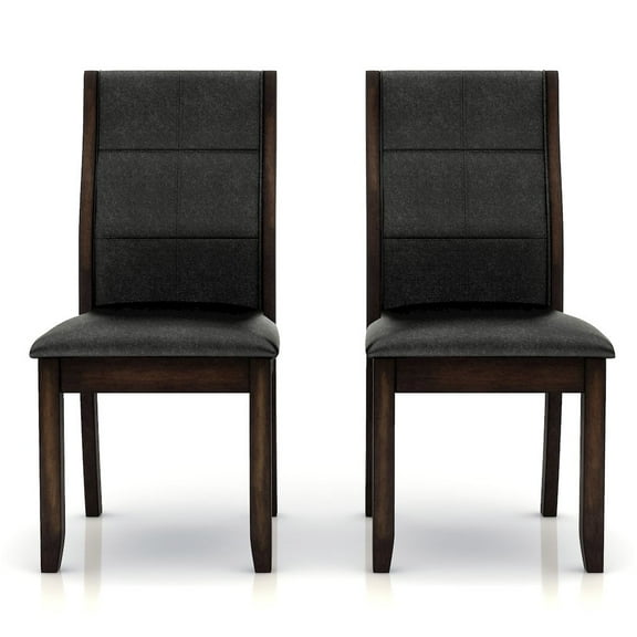 ENITIAL STAR Egnew Faux Leather Padded Side Chair in Dark Walnut (Set of 2)
