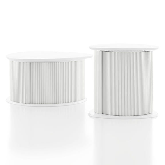 ENITIAL STAR Elara Wood 2-Piece Coffee Table and End Table Set in White