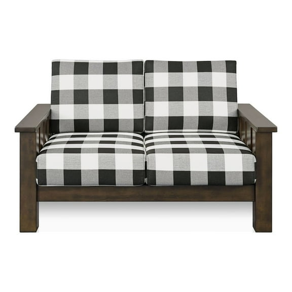 ENITIAL STAR Gavik Modern Solid Wood Frame Upholstery Loveseat, Dark Walnut
