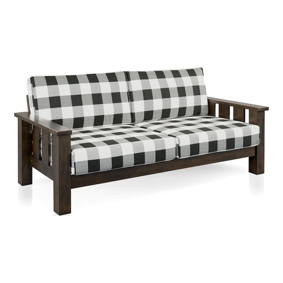 ENITIAL STAR Gavik Modern Solid Wood Frame Upholstery Sofa, Dark Walnut