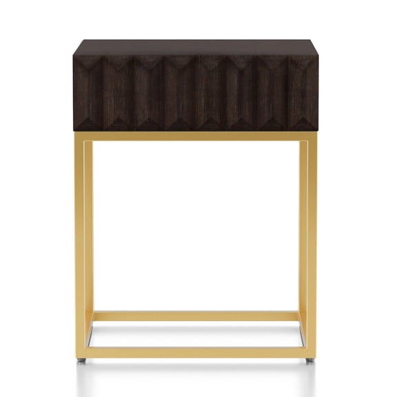 ENITIAL STAR Giffore Metal 1-Drawer Side Table in Walnut