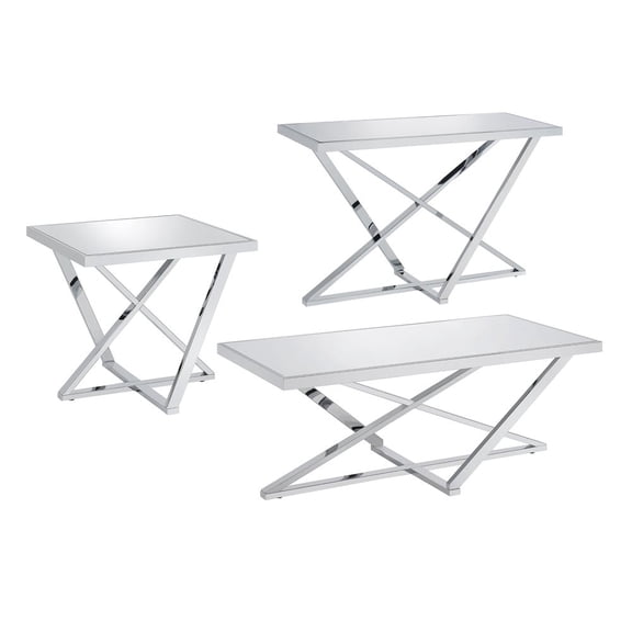 ENITIAL STAR Glanz Metal 3-Piece Coffee Table Set in Chrome